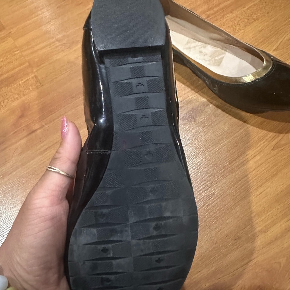 kate spade Black Patent Leather Flats with Gold Trim - Picture 4 of 5